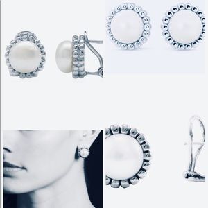 Omega 8mm Pearl Earrings Beaded Pattern